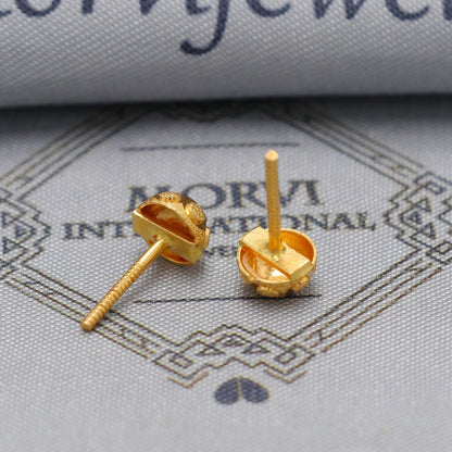 Pure 22k Gold Earrings , Handmade vintage traditional solid gold earrings Indian jewelry, Small Ball Stud
