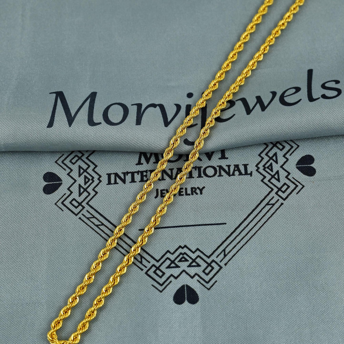 genuine 22k rope chain, 3mm, 20 inches, Handmade Gold Jewelry for Gift, K6734