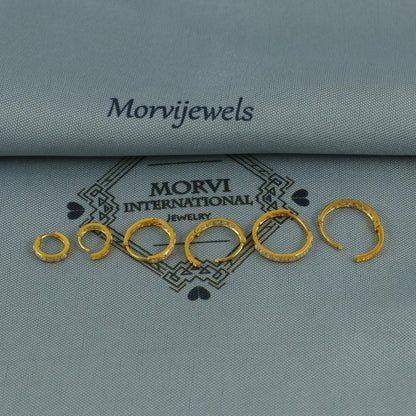 Real solid 22k Gold Earrings, 22kt gold earrings, Real gold hoop earrings, gold huggies, 22kt gold huggies, zircon huggie hoop,