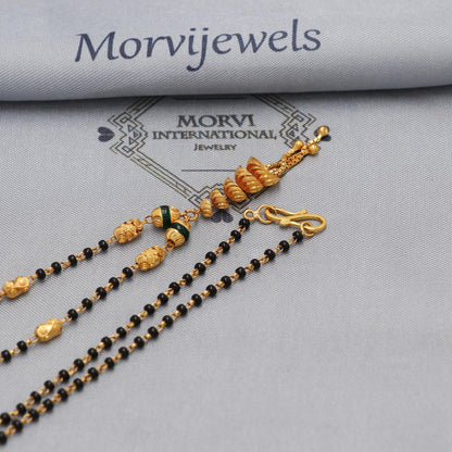 mangalsutra 22kt 22k real gold wife necklace, holy black beads necklace
