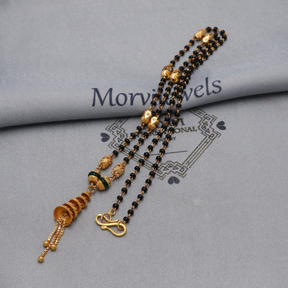 mangalsutra 22kt 22k real gold wife necklace, holy black beads necklace