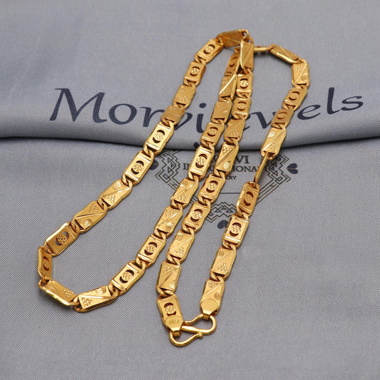 22k Yellow Gold Chain Necklace Gift , all sizes, 22k karat 22kt 22ct Indian Gold Handmade chain necklace Jewelry for gift, K6603