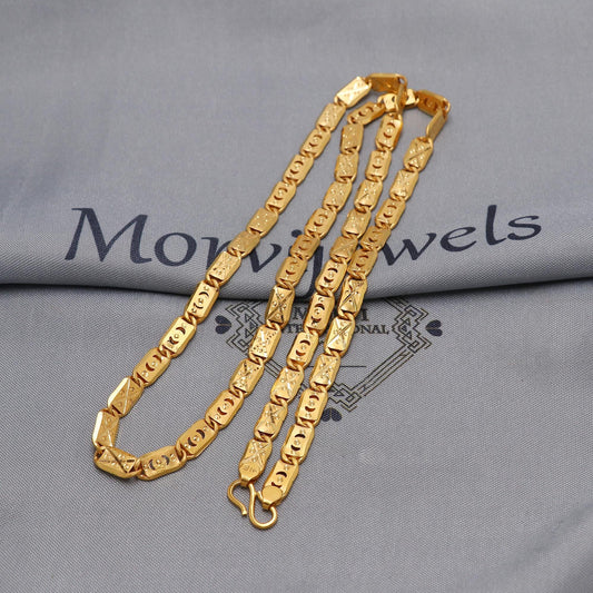 22k Yellow Gold Chain Necklace Gift , all sizes, 22k karat 22kt 22ct Indian Gold Handmade chain necklace Jewelry for gift, K6605