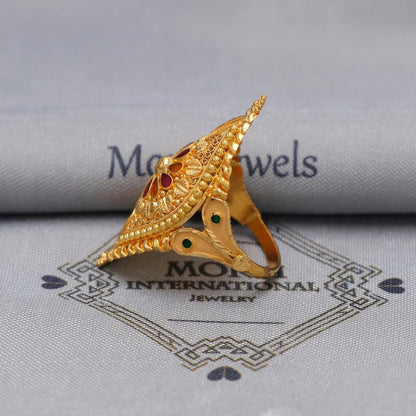 22k Yellow Gold Ring Size 7 US and All, Hallmark Women Gold Ring Jewelry, Indian Vintage Design Gold Ring, Wedding Gold Ring, K6606