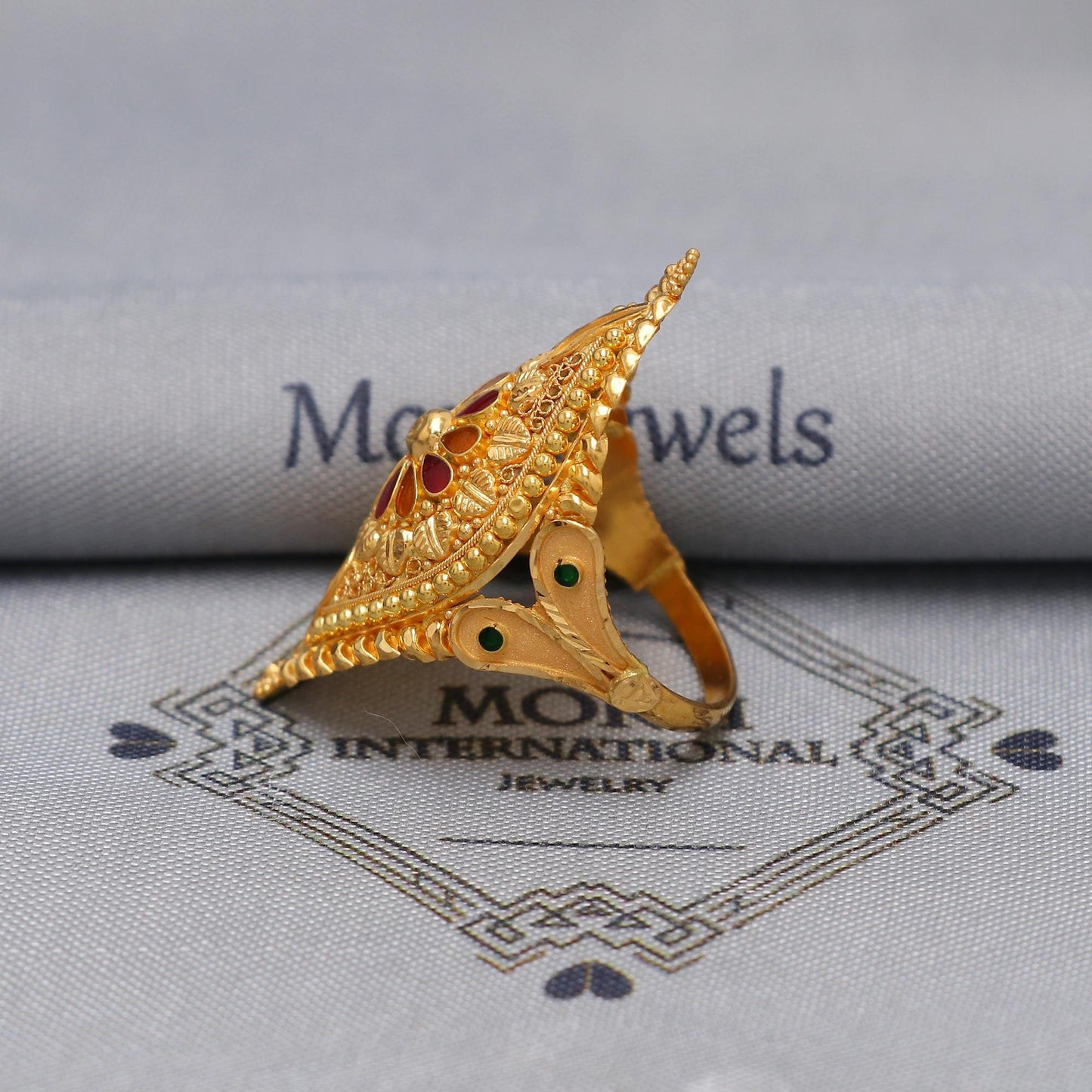 22k Yellow Gold Ring Size 7 US and All, Hallmark Women Gold Ring Jewelry, Indian Vintage Design Gold Ring, Wedding Gold Ring, K6606