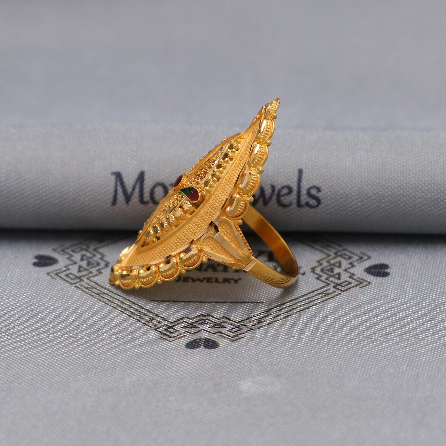 22k Yellow Gold Ring Size 8.25 US and All, Hallmark Women Gold Ring Jewelry, Indian Vintage Design Gold Ring, Wedding Gold Ring, K6609