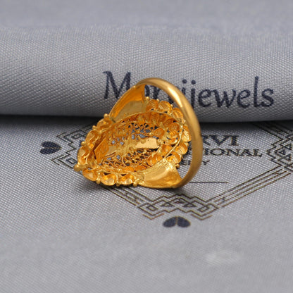 22k Yellow Gold Ring Size 7 US and All, Hallmark Women Gold Ring Jewelry, Indian Vintage Design Gold Ring, Wedding Gold Ring, K6614