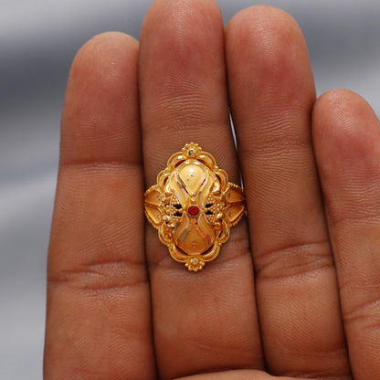 22k Indian Gold Ring Handmade Jewelry, K6619