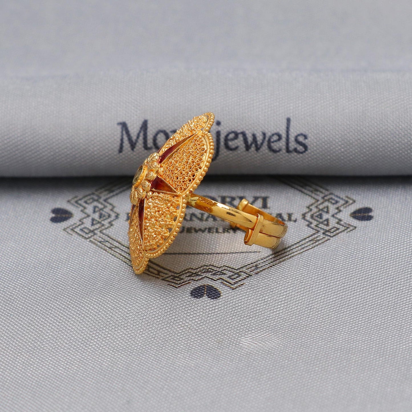 22k Yellow Gold Filigree Ring Size 5.5 US and All, Women Gold Ring Jewelry, Indian Vintage Design Gold Ring, Wedding Gold Flower Ring, K6621