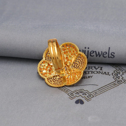 22k Yellow Gold Filigree Ring Size 5.5 US and All, Women Gold Ring Jewelry, Indian Vintage Design Gold Ring, Wedding Gold Flower Ring, K6621