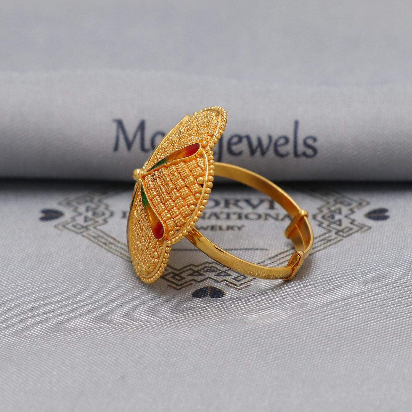 22k Yellow Gold Ring Size 10.25 US and All, Women Gold Ring Jewelry, Indian Vintage Antique Design Gold Ring, Wedding Gold Flower Ring,
