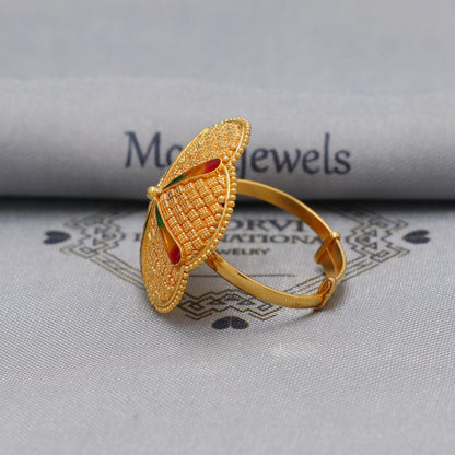 22k Yellow Gold Ring Size 10.25 US and All, Women Gold Ring Jewelry, Indian Vintage Antique Design Gold Ring, Wedding Gold Flower Ring,