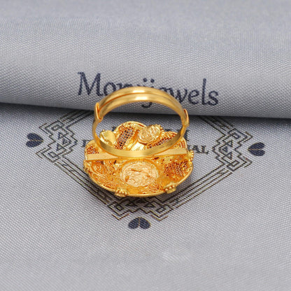 22k Yellow Gold Ring Size 7 US and All, Princess Women Gold Ring Jewelry, Indian Vintage Antique Design Gold Ring, Wedding Gold Flower Ring,