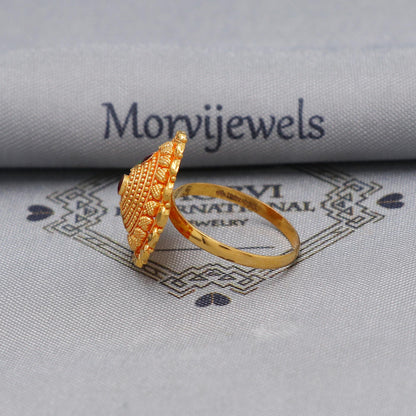 Indian Style Ring 22k Vintage Antique Ring, Meenakari Enamel Gold Ring,, Handmade Women Gold Jewelry, K6626