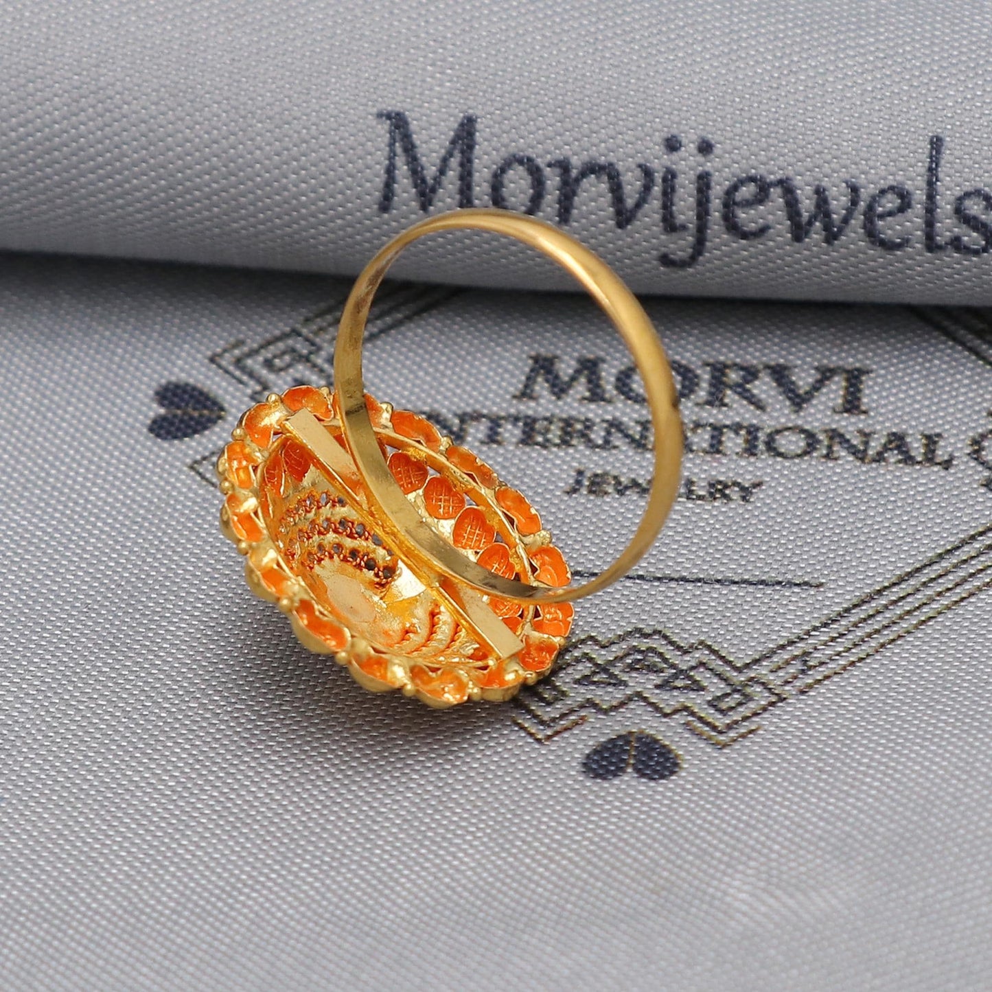 Indian Style Ring 22k Vintage Antique Ring, Meenakari Enamel Gold Ring,, Handmade Women Gold Jewelry, K6626
