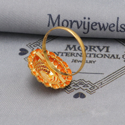 Indian Style Ring 22k Vintage Antique Ring, Meenakari Enamel Gold Ring,, Handmade Women Gold Jewelry, K6626