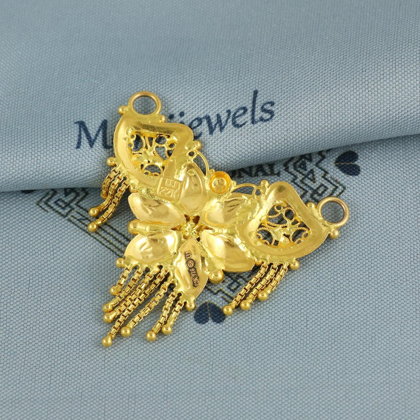 Handcrafted Flower 22k Gold Pendant Use it with a chain necklace or threads