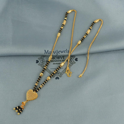 22k gold chain mangalsutra necklace with gold beads and black beads, Indian Wife Jewelry gift, K6633