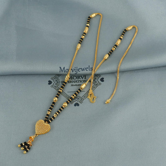 22k gold chain mangalsutra necklace with gold beads and black beads, Indian Wife Jewelry gift, K6633