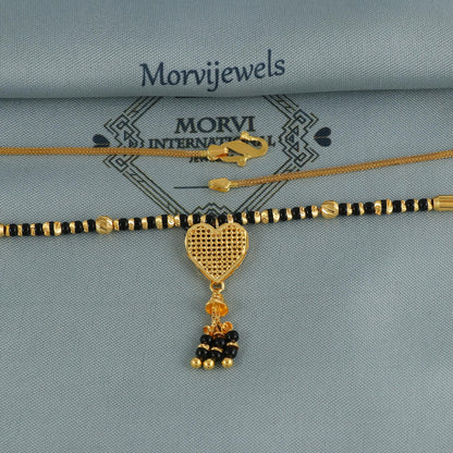 22k gold chain mangalsutra necklace with gold beads and black beads, Indian Wife Jewelry gift, K6633