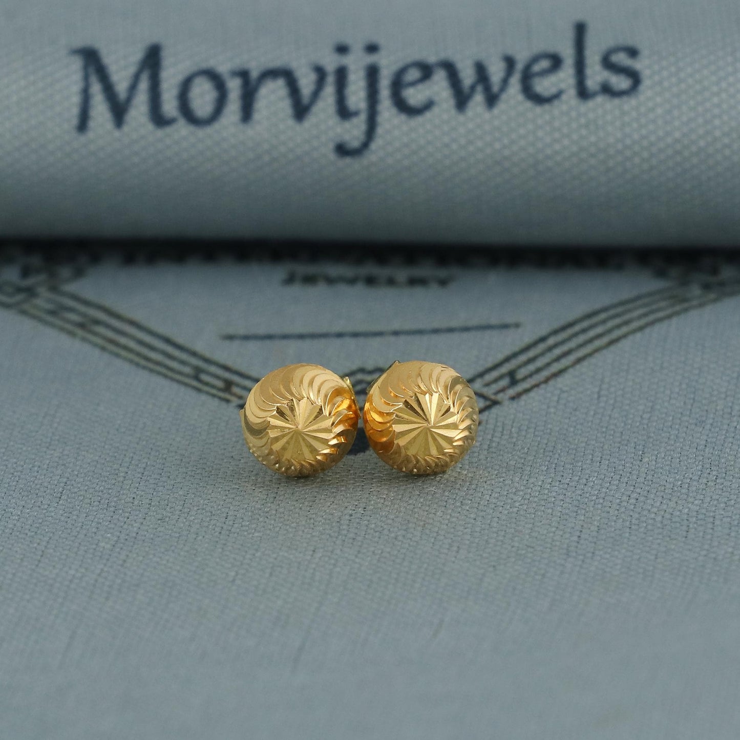 pure gold ball stud earrings 18k solid gold indian jewelry, K6636