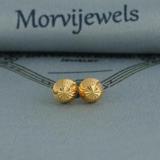 pure gold ball stud earrings 18k solid gold indian jewelry, K6636