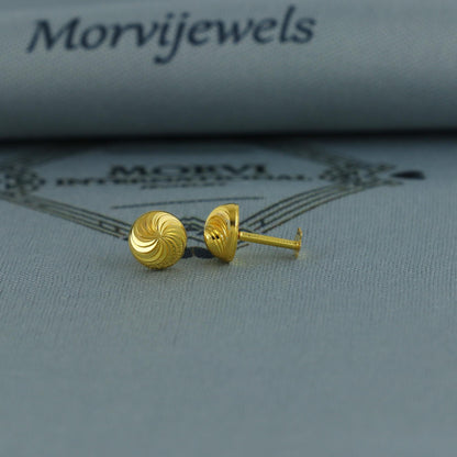 Spiral Design 18k Gold Studs cartilage studs earrings, baby Teen studs, cartilage piercing, screw back small tiny earrings,