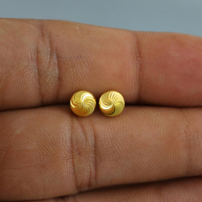Spiral Design 18k Gold Studs cartilage studs earrings, baby Teen studs, cartilage piercing, screw back small tiny earrings,
