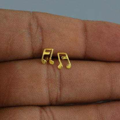 music note 18k Gold Studs cartilage studs earrings, cartilage piercing, screw back small tiny earrings,