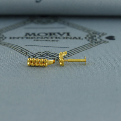 beads design 18k Gold Studs cartilage studs earrings, baby Teen studs, cartilage piercing, screw back small tiny earrings,
