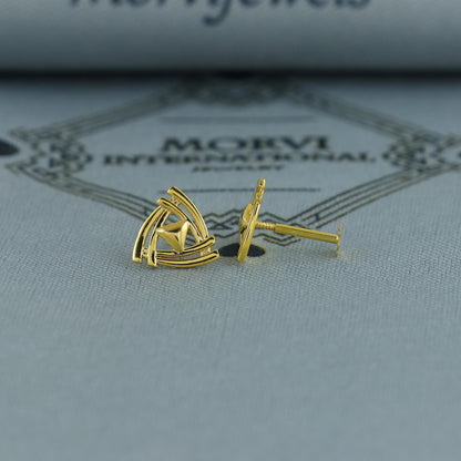 Triangle Pyramid 18k Gold Studs cartilage studs earrings, baby Teen studs, cartilage piercing, screw back small tiny earrings,