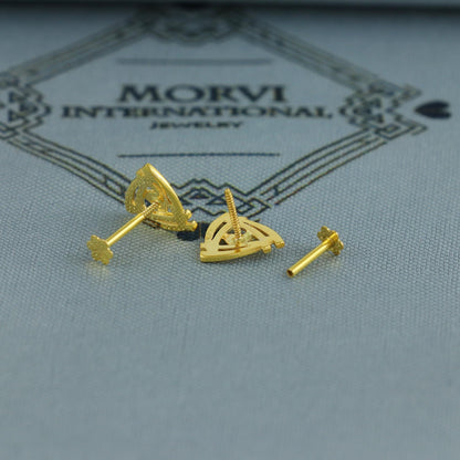 Triangle Pyramid 18k Gold Studs cartilage studs earrings, baby Teen studs, cartilage piercing, screw back small tiny earrings,