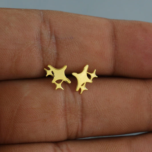 Star - 18k Gold Studs earrings, baby Teen studs, cartilage piercing, screw back small tiny earrings,