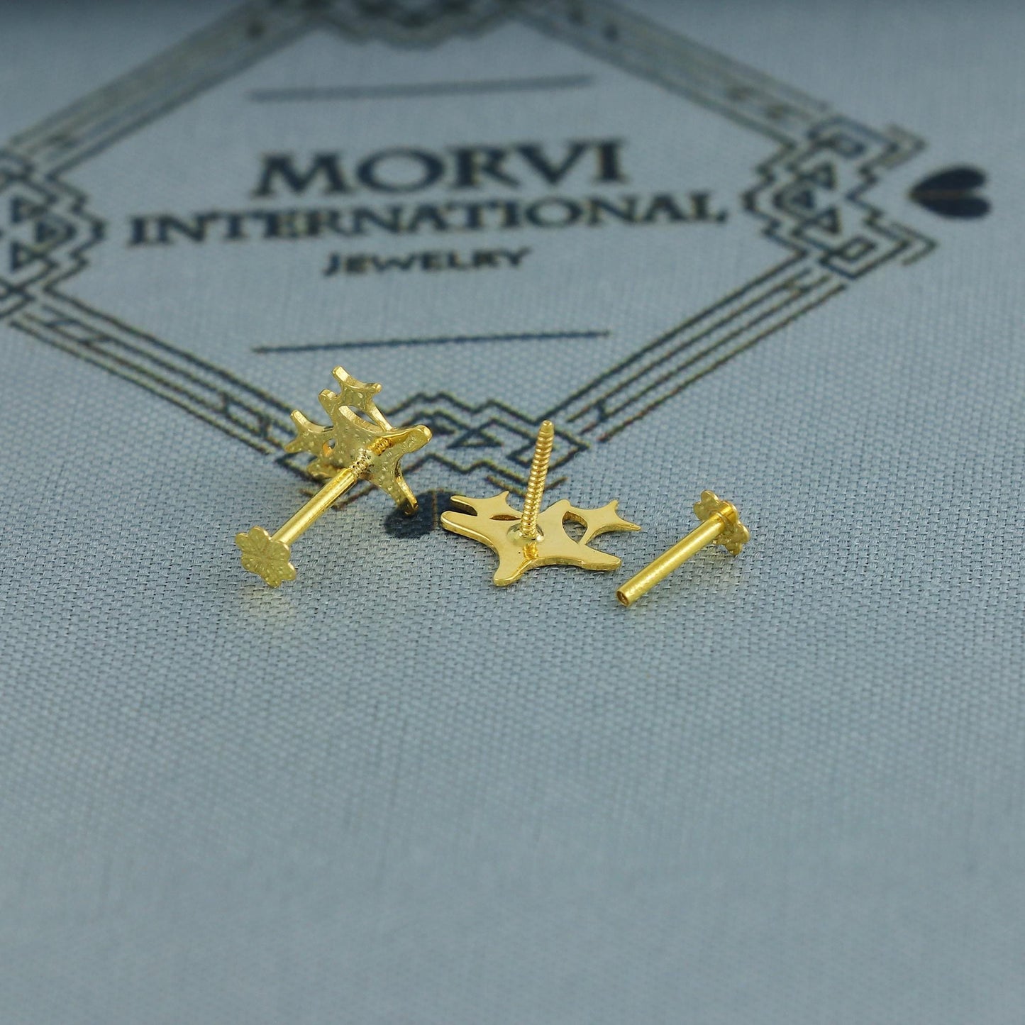 Star - 18k Gold Studs earrings, baby Teen studs, cartilage piercing, screw back small tiny earrings,