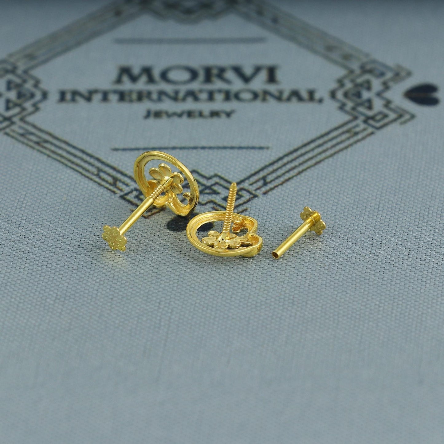 18k Gold Studs cartilage studs earrings, baby Teen studs, cartilage piercing, flower gold stud, screw back small tiny earrings,