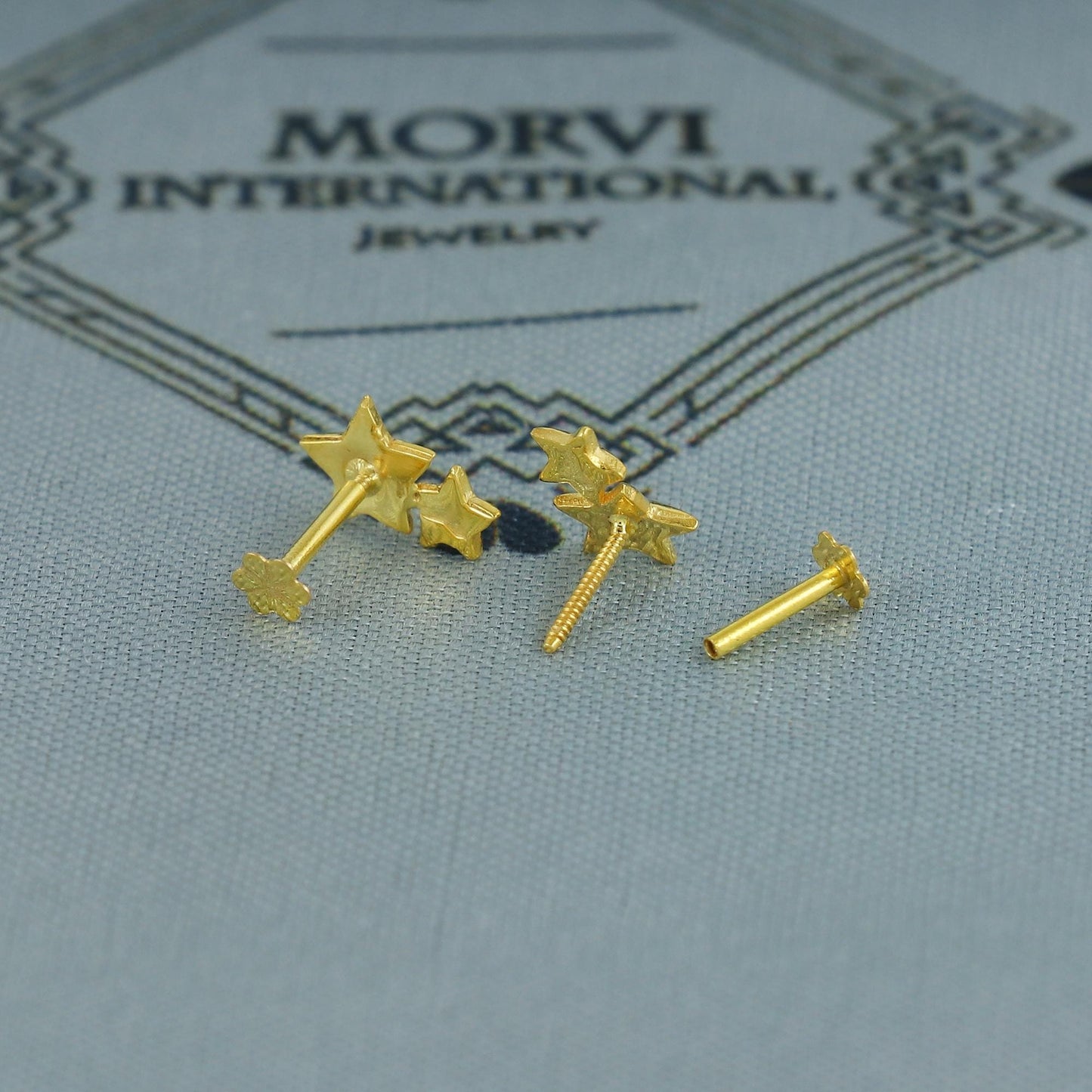 star 18k Gold Earrings, baby Teen studs, cartilage piercing, screw back small tiny earrings,