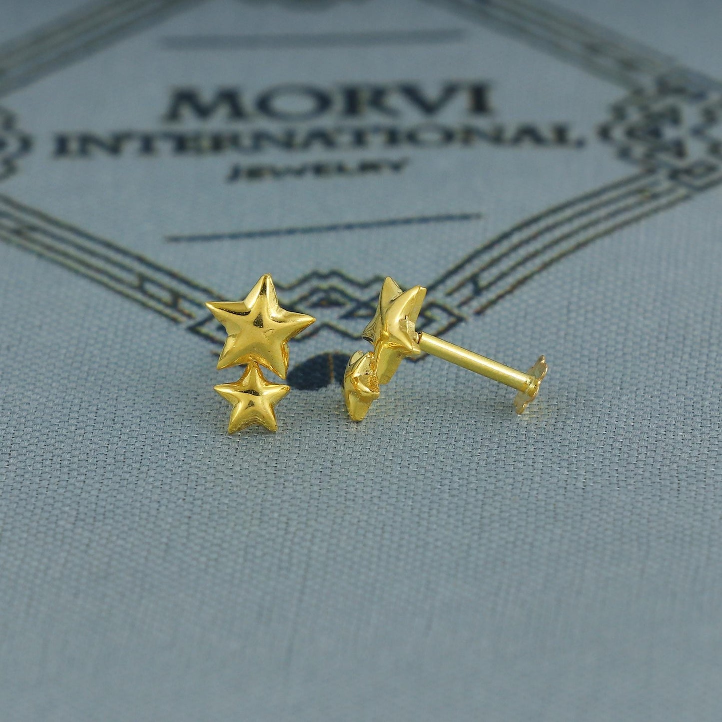 star 18k Gold Earrings, baby Teen studs, cartilage piercing, screw back small tiny earrings,