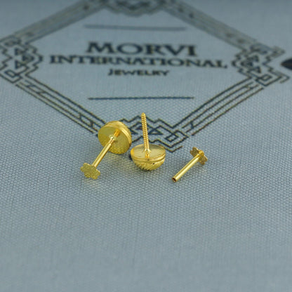 18k Gold Studs cartilage studs earrings, baby Teen studs, cartilage piercing, nose pin for Everyday Wear, screw back small tiny earrings,