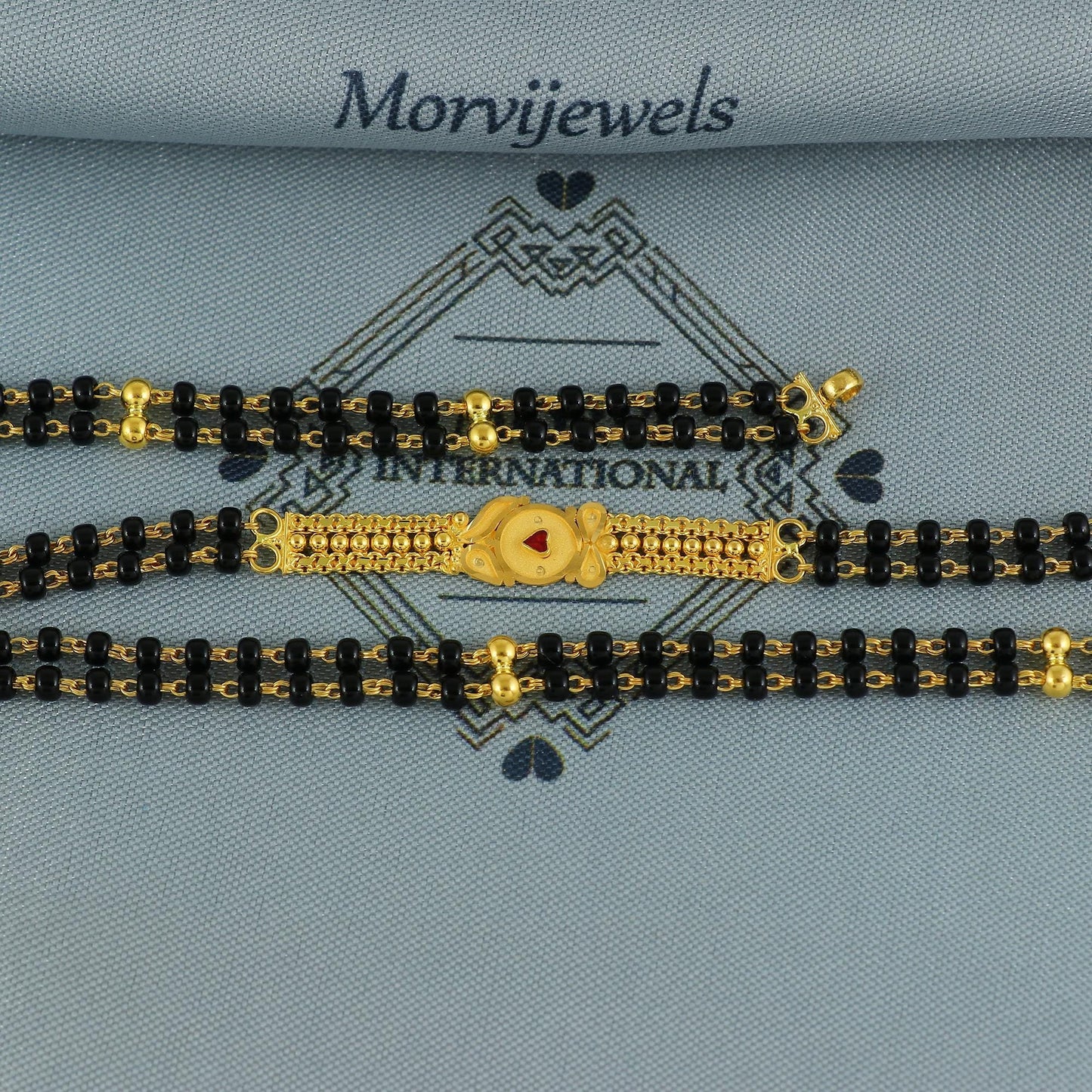 mangalsutra 22kt 22k real gold wife chain necklace, holy black beads chain for pendant, K6687