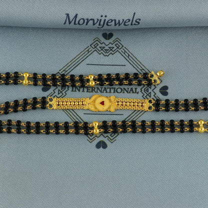 mangalsutra 22kt 22k real gold wife chain necklace, holy black beads chain for pendant, K6687