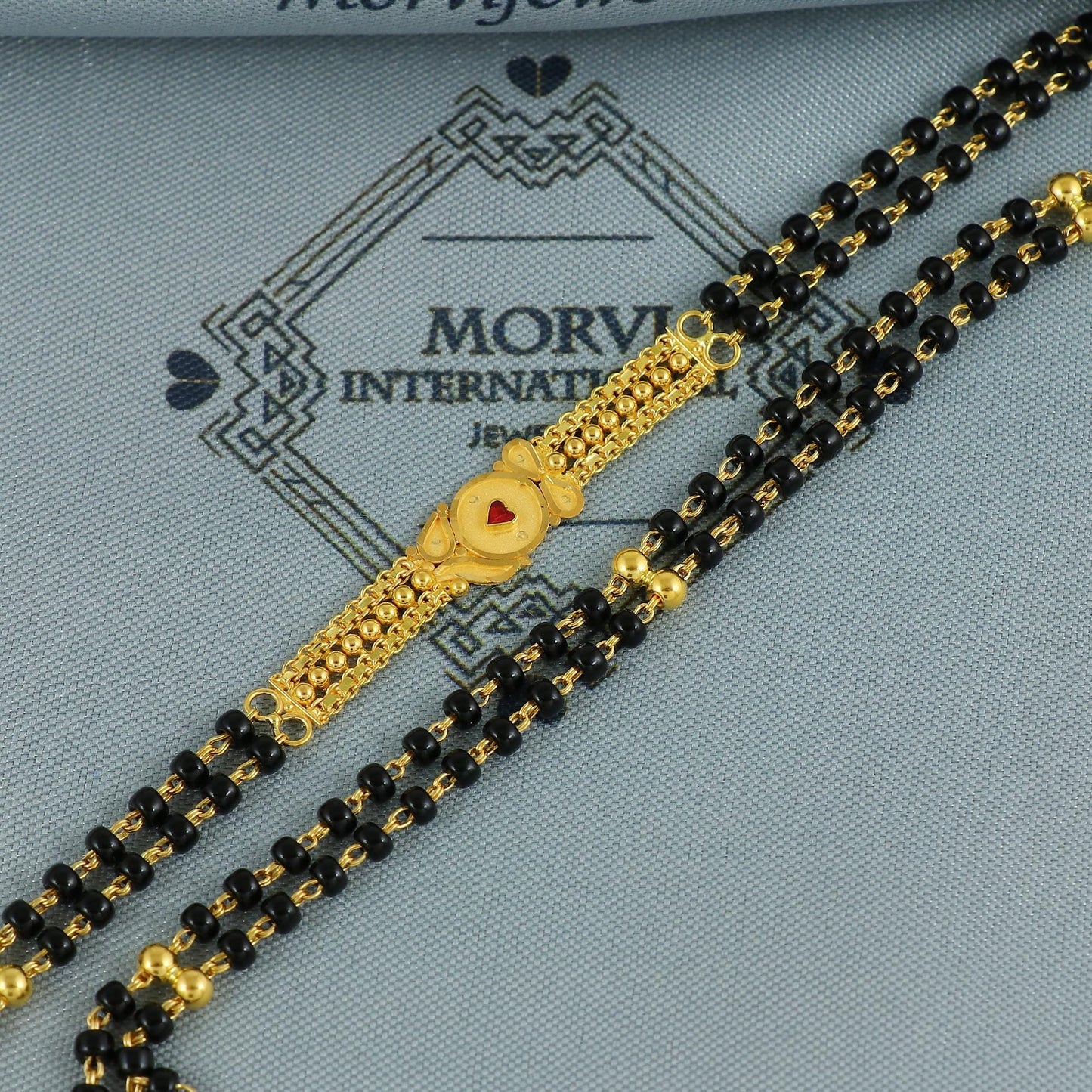 mangalsutra 22kt 22k real gold wife chain necklace, holy black beads chain for pendant, K6687
