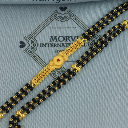mangalsutra 22kt 22k real gold wife chain necklace, holy black beads chain for pendant, K6687