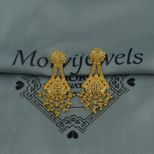 22k pure gold earrings indian asian gold dangle earrings for wedding handmade jewelry for women gift