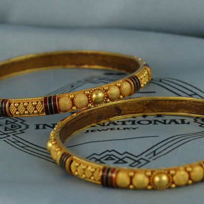18K Solid Gold Bangle Bracelet Chunky, Minimalist 90s Style, Pure Delicate 18k Gold Bangles Indian Handmade light weight, wax filled