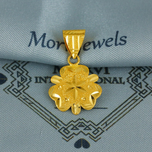 Engraved 22k Gold Indian Pendant : Handcrafted Ethnic Jewelry, K6761