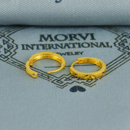 20k Yellow Gold Diamond Cut Hoop Bali Earrings Small Handmade  Yellow gold earrings for women, Valentine Day gift, Real gold earrings