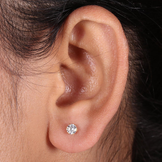 22k Gold Stud Earrings Handmade Jewelry, 4mm cz 22kt Gold Small Stone studs for gift