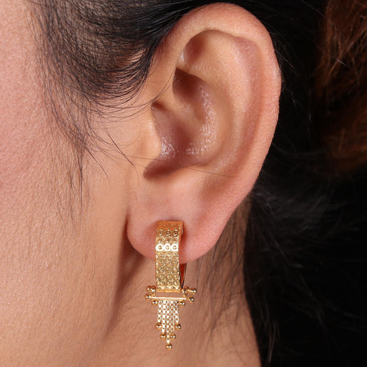 Custom Earrings 22k Yellow Gold Hoop Bali Earrings Handmade Yellow gold earrings for women, Valentine Day gift, v SHAPE indian pair earrings