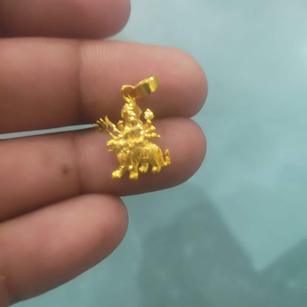 Custom Made Pure Handcrafted 22k Gold Sherawali MAA Durga Pendant: Indian Hindu Goddess Jewelry