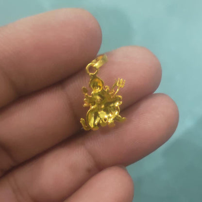 Custom Made Pure Handcrafted 22k Gold Sherawali MAA Durga Pendant: Indian Hindu Goddess Jewelry